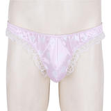 Men's Shiny Satin Ruffle Lace Panties / Male High Cut Sissy Underwear Lingerie - EVE's SECRETS