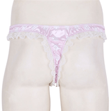 Men's Shiny Satin Ruffle Lace Panties / Male High Cut Sissy Underwear Lingerie - EVE's SECRETS