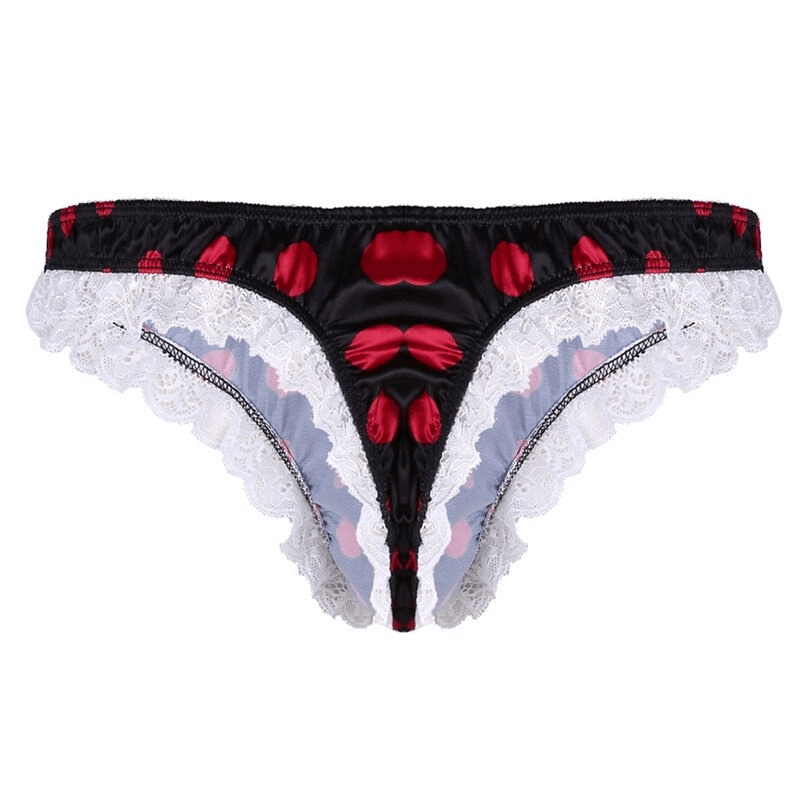 Men's Shiny Satin Ruffle Lace Panties / Male High Cut Sissy Underwear Lingerie - EVE's SECRETS