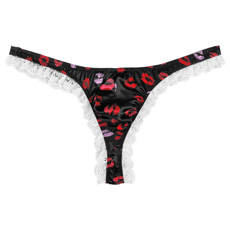 Men's Shiny Satin Ruffle Lace Panties / Male High Cut Sissy Underwear Lingerie - EVE's SECRETS