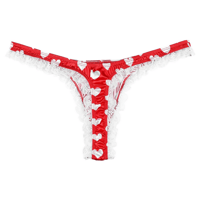 Men's Shiny Satin Ruffle Lace Panties / Male High Cut Sissy Underwear Lingerie - EVE's SECRETS