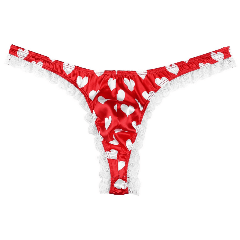 Men's Shiny Satin Ruffle Lace Panties / Male High Cut Sissy Underwear Lingerie - EVE's SECRETS