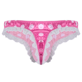 Men's Shiny Satin Ruffle Lace Panties / Male High Cut Sissy Underwear Lingerie - EVE's SECRETS