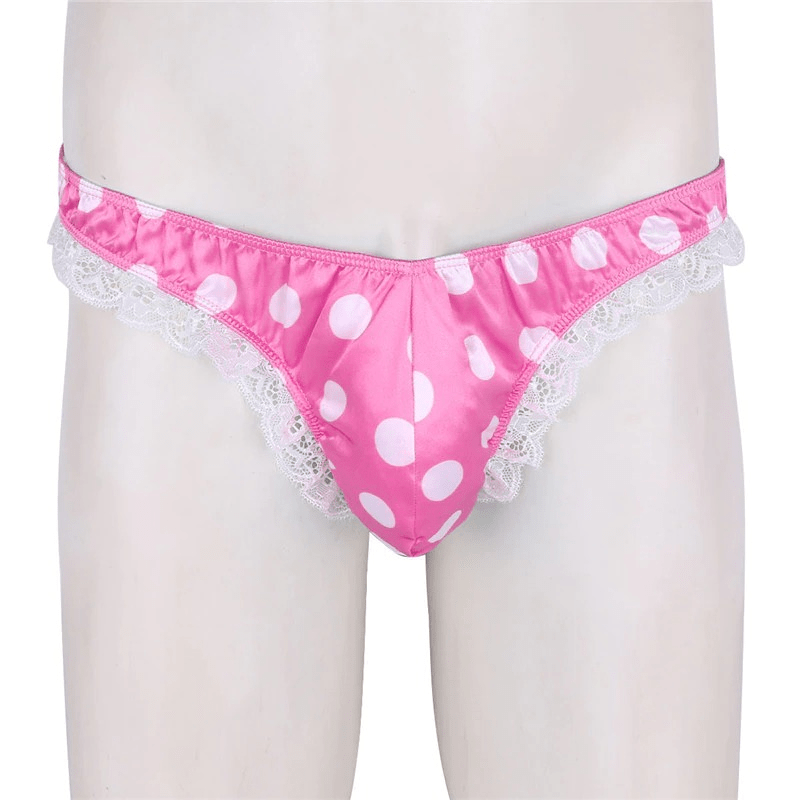Men's Shiny Satin Ruffle Lace Panties / Male High Cut Sissy Underwear Lingerie - EVE's SECRETS
