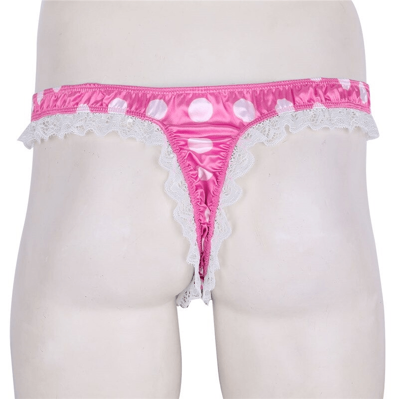 Men's Shiny Satin Ruffle Lace Panties / Male High Cut Sissy Underwear Lingerie - EVE's SECRETS