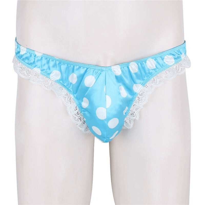 Men's Shiny Satin Ruffle Lace Panties / Male High Cut Sissy Underwear Lingerie - EVE's SECRETS