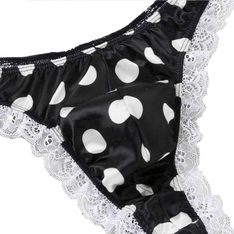Men's Shiny Satin Ruffle Lace Panties / Male High Cut Sissy Underwear Lingerie - EVE's SECRETS