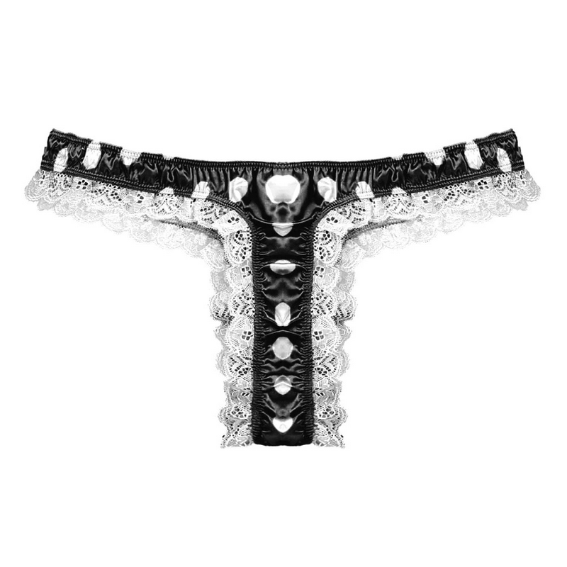 Men's Shiny Satin Ruffle Lace Panties / Male High Cut Sissy Underwear Lingerie - EVE's SECRETS