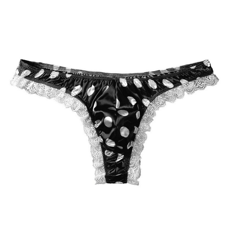 Men's Shiny Satin Ruffle Lace Panties / Male High Cut Sissy Underwear Lingerie - EVE's SECRETS