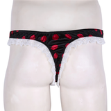 Men's Shiny Satin Ruffle Lace Panties / G-String High Cut Male Sissy Underwear Lingerie - EVE's SECRETS