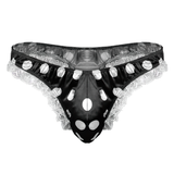 Men's Shiny Satin Ruffle Lace Panties / G-String High Cut Male Sissy Underwear Lingerie - EVE's SECRETS