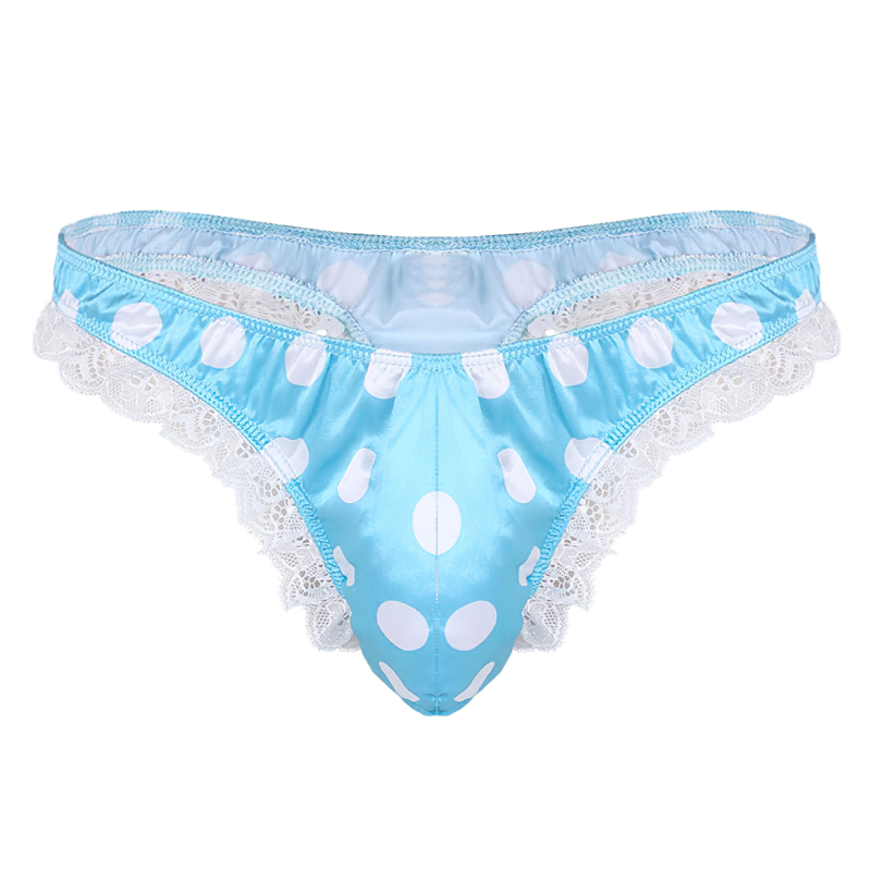 Men's Shiny Satin Ruffle Lace Panties / G-String High Cut Male Sissy Underwear Lingerie - EVE's SECRETS