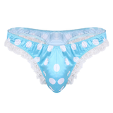 Men's Shiny Satin Ruffle Lace Panties / G-String High Cut Male Sissy Underwear Lingerie - EVE's SECRETS
