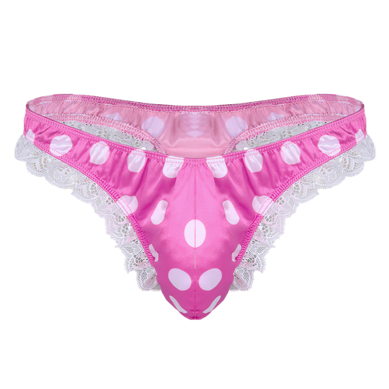 Men's Shiny Satin Ruffle Lace Panties / G-String High Cut Male Sissy Underwear Lingerie - EVE's SECRETS