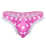 Men's Shiny Satin Ruffle Lace Panties / G-String High Cut Male Sissy Underwear Lingerie - EVE's SECRETS