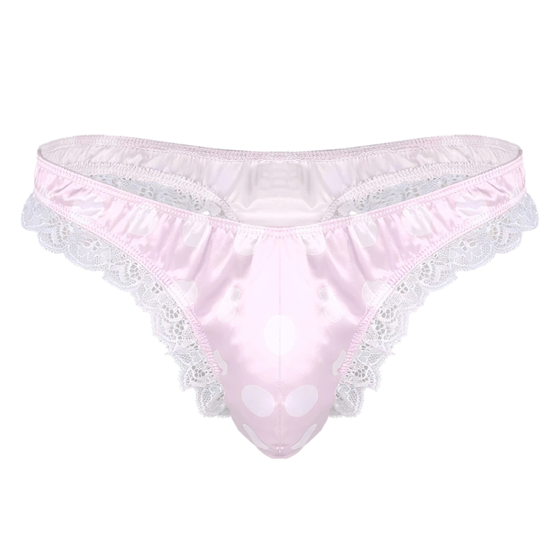 Men's Shiny Satin Ruffle Lace Panties / G-String High Cut Male Sissy Underwear Lingerie - EVE's SECRETS