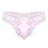 Men's Shiny Satin Ruffle Lace Panties / G-String High Cut Male Sissy Underwear Lingerie - EVE's SECRETS