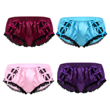 Men's Sissy Ruffled Lace Panties / Shiny Satin Low Rise Stretchy Gay Bikini Jockstraps - EVE's SECRETS