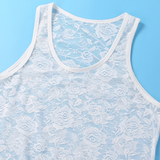 Men's Sissy See Through Sheer Lingerie / Sexy Lace Fitted Fitted T-Shirt / Exotic Gay Undershirt - EVE's SECRETS