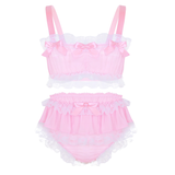Men's Sissy Sleeveless Crop Top Lingerie /  Lace Sheer Chiffon With Skirted Panties Nightwear - EVE's SECRETS