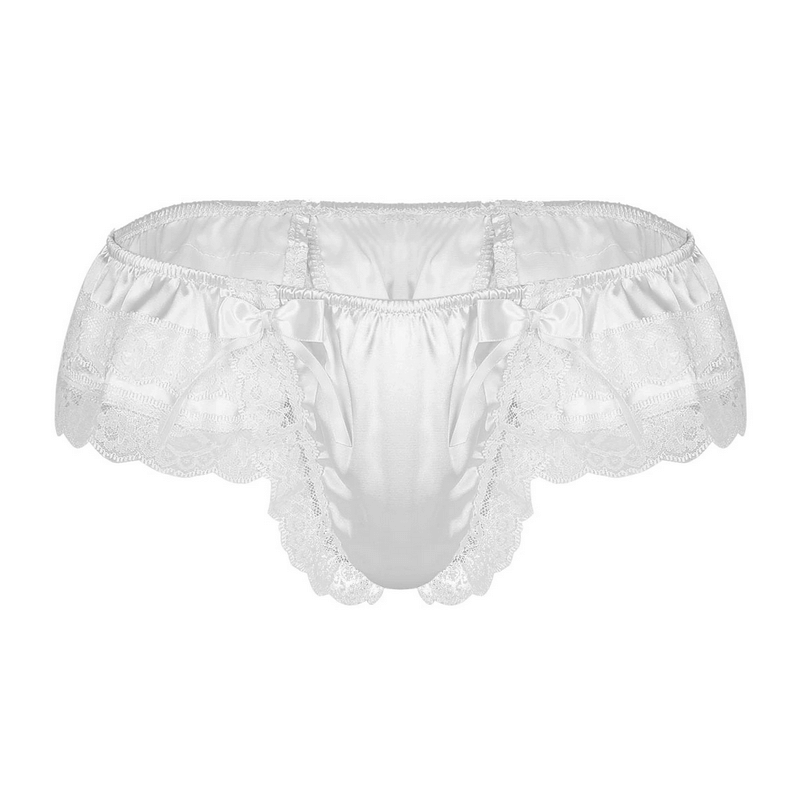Men's Sissy Soft Satin Panties Lingerie / Sexy Floral Low-Rise Panties with Bowknots - EVE's SECRETS