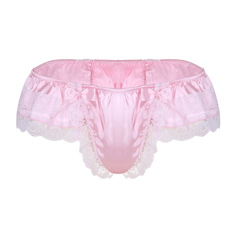 Men's Sissy Soft Satin Panties Lingerie / Sexy Floral Low-Rise Panties with Bowknots - EVE's SECRETS