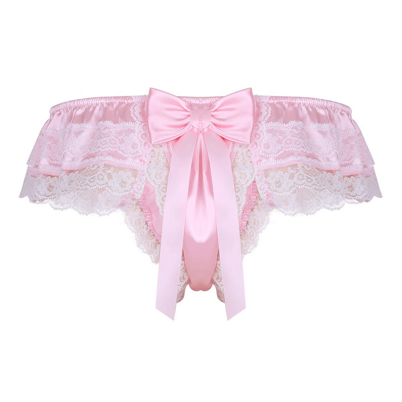 Men's Sissy Soft Satin Panties Lingerie / Sexy Floral Low-Rise Panties with Bowknots - EVE's SECRETS
