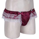 Men's Sissy Soft Satin Panties Lingerie / Sexy Floral Low-Rise Panties with Bowknots - EVE's SECRETS