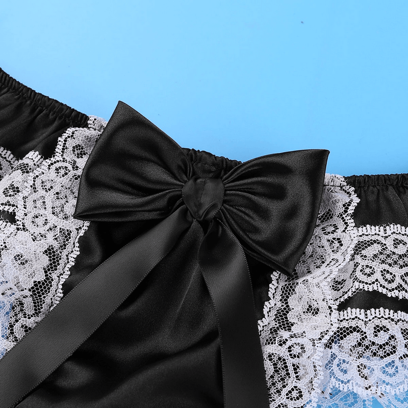 Men's Sissy Soft Satin Panties Lingerie / Sexy Floral Low-Rise Panties with Bowknots - EVE's SECRETS