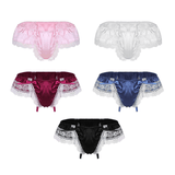 Men's Sissy Soft Satin Panties Lingerie / Sexy Floral Low-Rise Panties with Bowknots - EVE's SECRETS