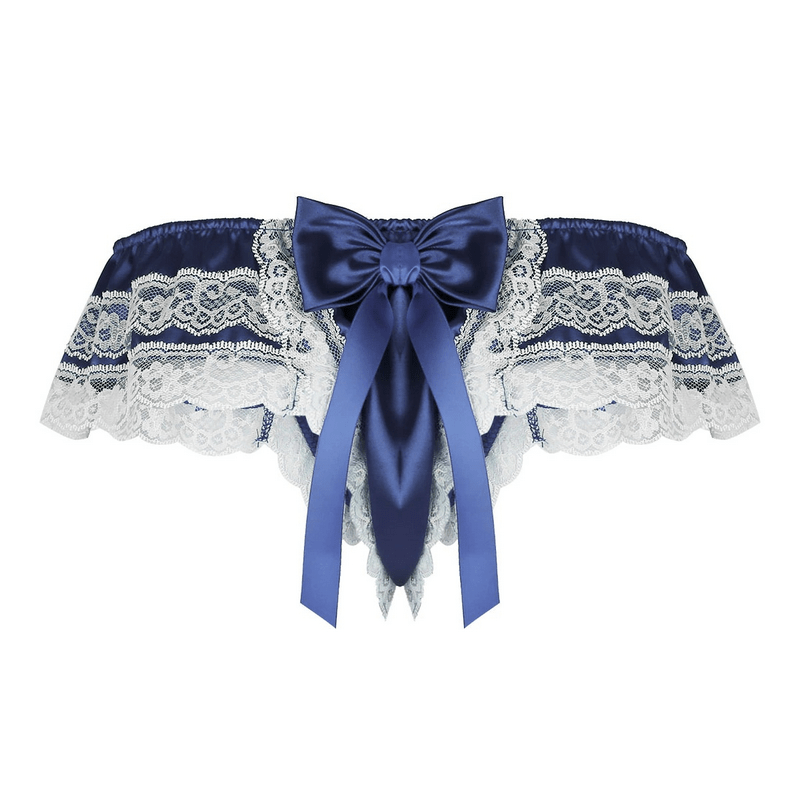 Men's Sissy Soft Satin Panties Lingerie / Sexy Floral Low-Rise Panties with Bowknots - EVE's SECRETS