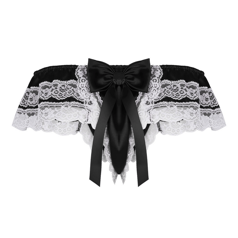Men's Sissy Soft Satin Panties Lingerie / Sexy Floral Low-Rise Panties with Bowknots - EVE's SECRETS