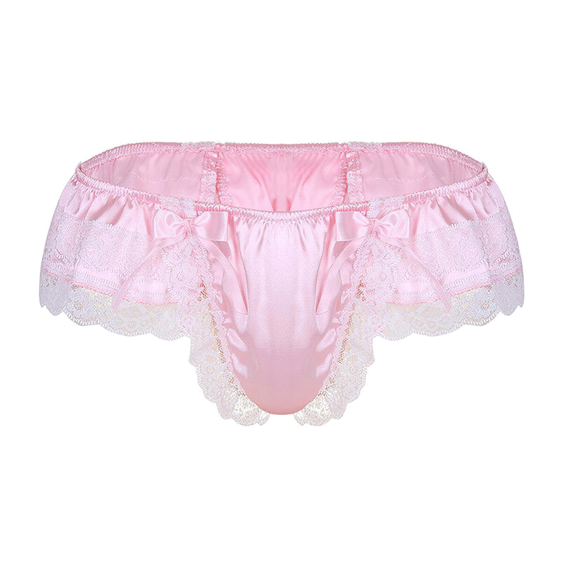 Men's Sissy Soft Satin Panties Lingerie / Sexy Floral Panties with Low-Rise Bowknot - EVE's SECRETS
