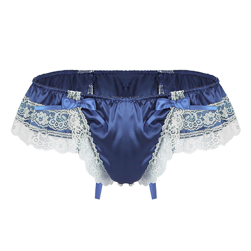 Men's Sissy Soft Satin Panties Lingerie / Sexy Floral Panties with Low-Rise Bowknot - EVE's SECRETS