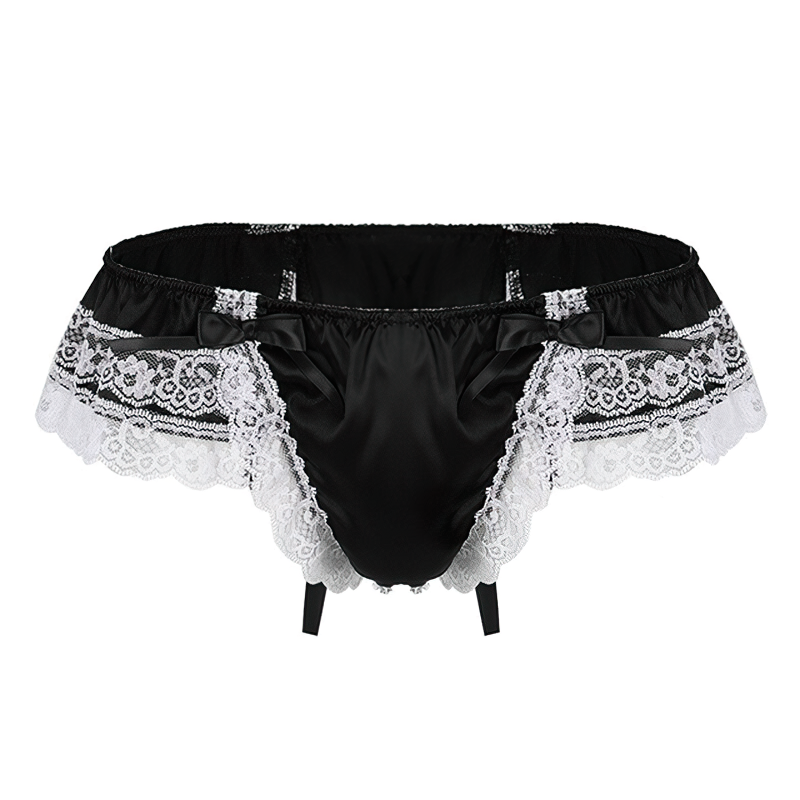 Men's Sissy Soft Satin Panties Lingerie / Sexy Floral Panties with Low-Rise Bowknot - EVE's SECRETS