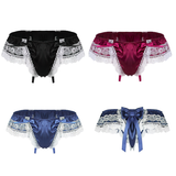 Men's Sissy Soft Satin Panties Lingerie / Sexy Floral Panties with Low-Rise Bowknot - EVE's SECRETS