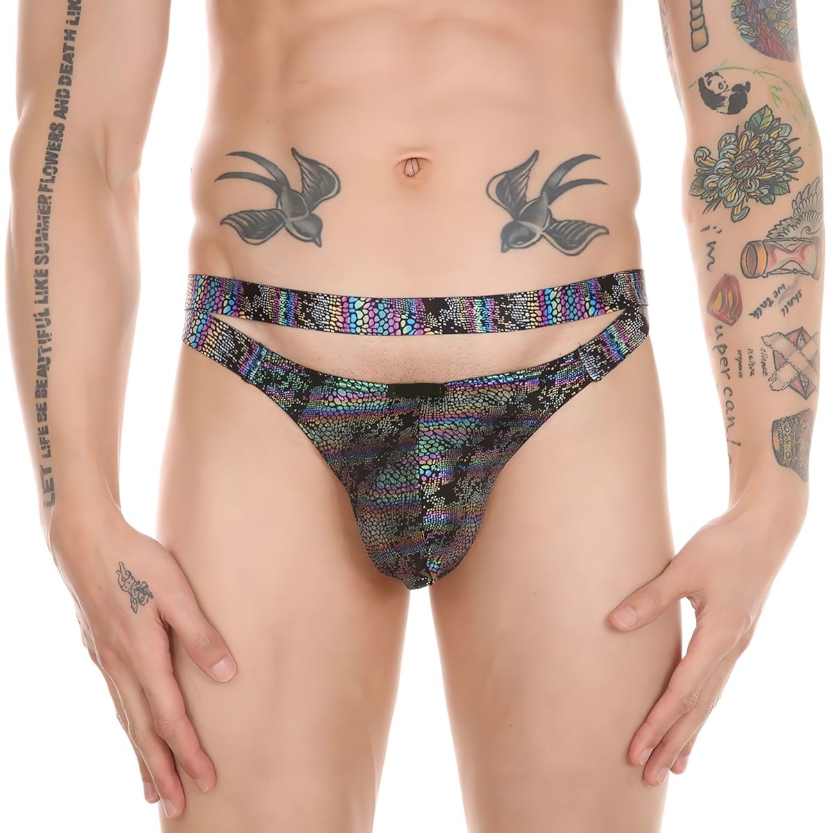 Men's Snake Skin Pattern G-String / Erotic Male Underwear / Sexy Open Buttocks Panties - EVE's SECRETS