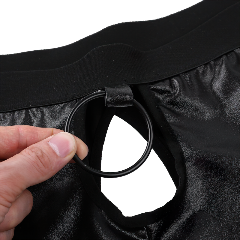 Men's Soft Faux Leather Panties Lingerie / Cut Out Open Penis Shorts / Sexy Male Underwear - EVE's SECRETS