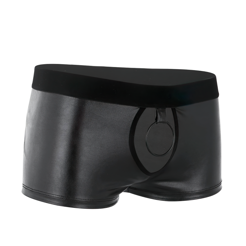 Men's Soft Faux Leather Panties Lingerie / Cut Out Open Penis Shorts / Sexy Male Underwear - EVE's SECRETS
