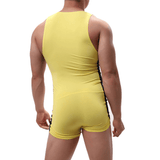 Men's Solid Color One-Piece Casual Athletic Swimsuit / Skinny Wrestling Bodysuit Sports Wear - EVE's SECRETS