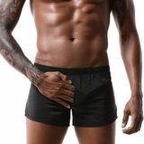 Einfarbige kurze Sommerhose für Herren / schnell trocknende Badehose mit niedriger Taille
