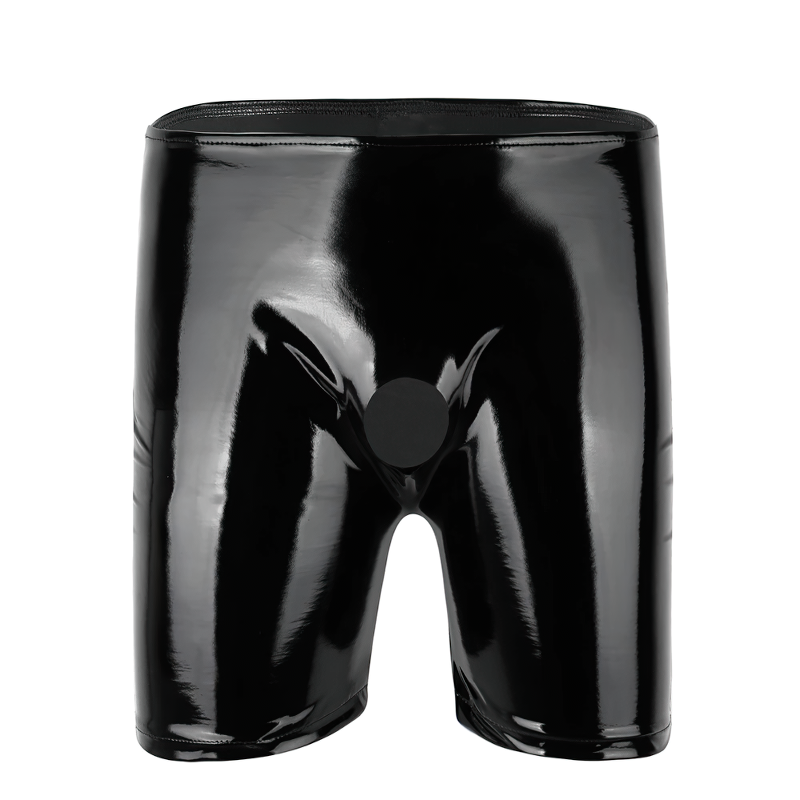 Men's Special Boxer Gay Shorts / Patent Leather Open Penis Hole Short Panties - EVE's SECRETS