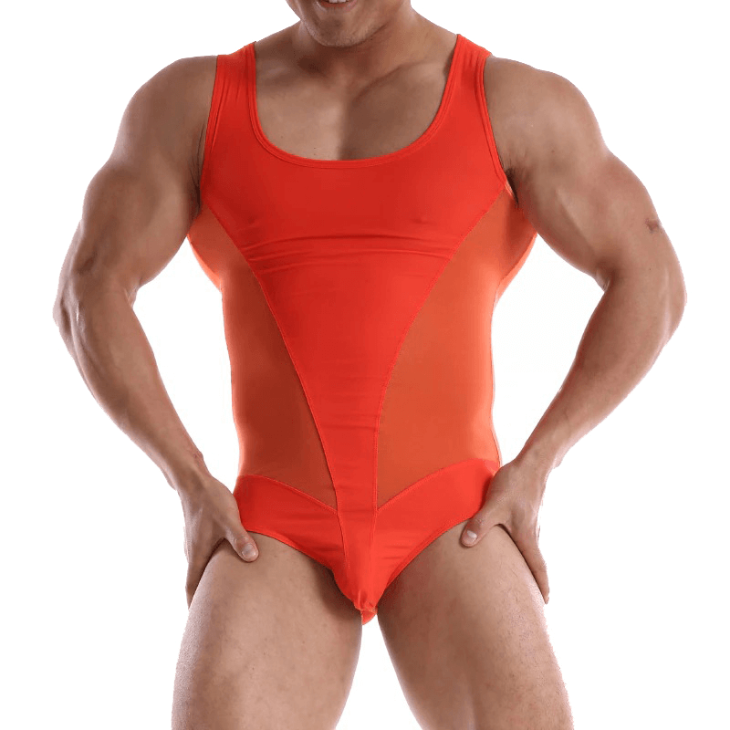 Men's Sexy Sport Bodysuit / Sleeveless Bulge Pouch Patchwork Underwear - EVE's SECRETS
