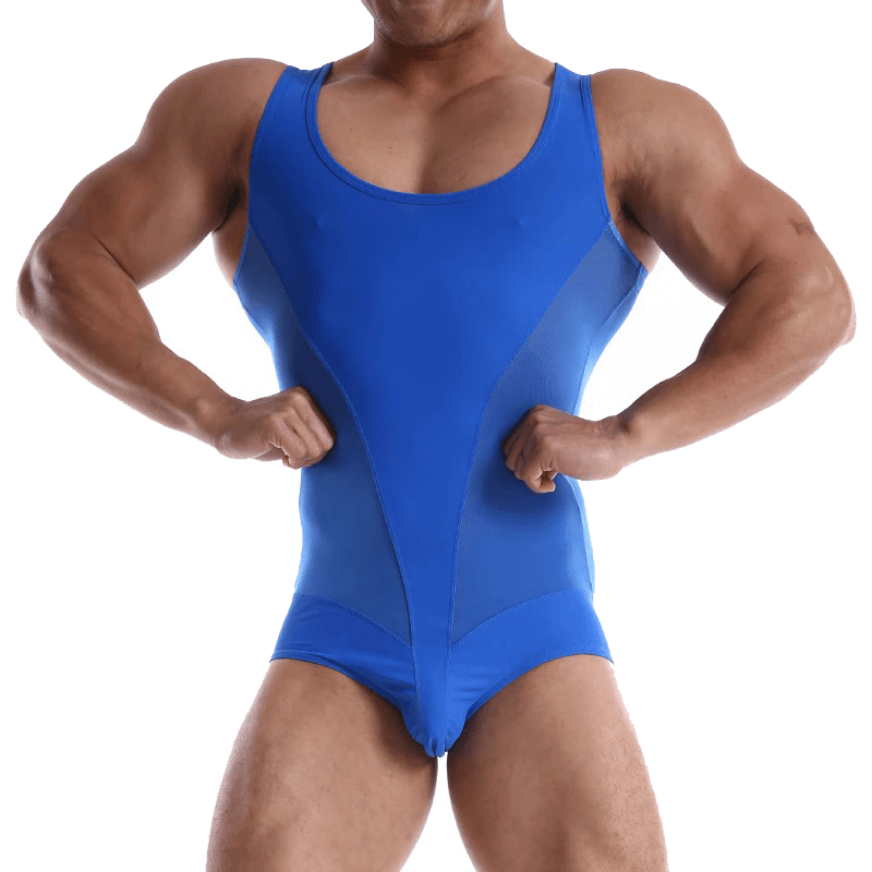 Men's Sexy Sport Bodysuit / Sleeveless Bulge Pouch Patchwork Underwear - EVE's SECRETS