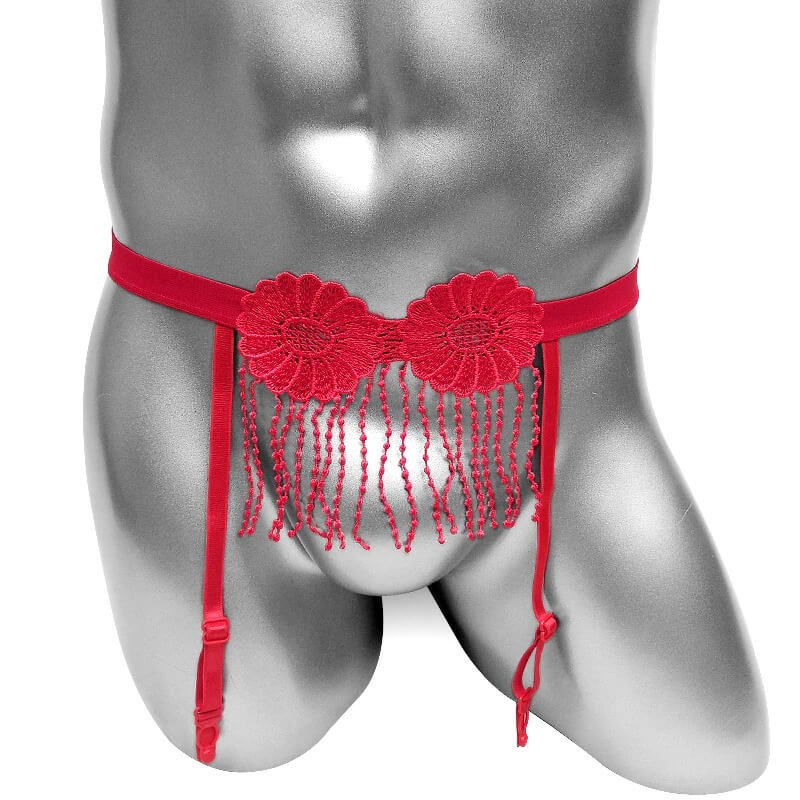 Men's Underwear with Flowers / Sexy Open Crotch Male Panties / Erotic Straps Briefs - EVE's SECRETS