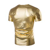Men's V Neck Short Sleeve T-Shirts / Shiny Metallic Chic Solid Muscle Pollover T-Shirt - EVE's SECRETS