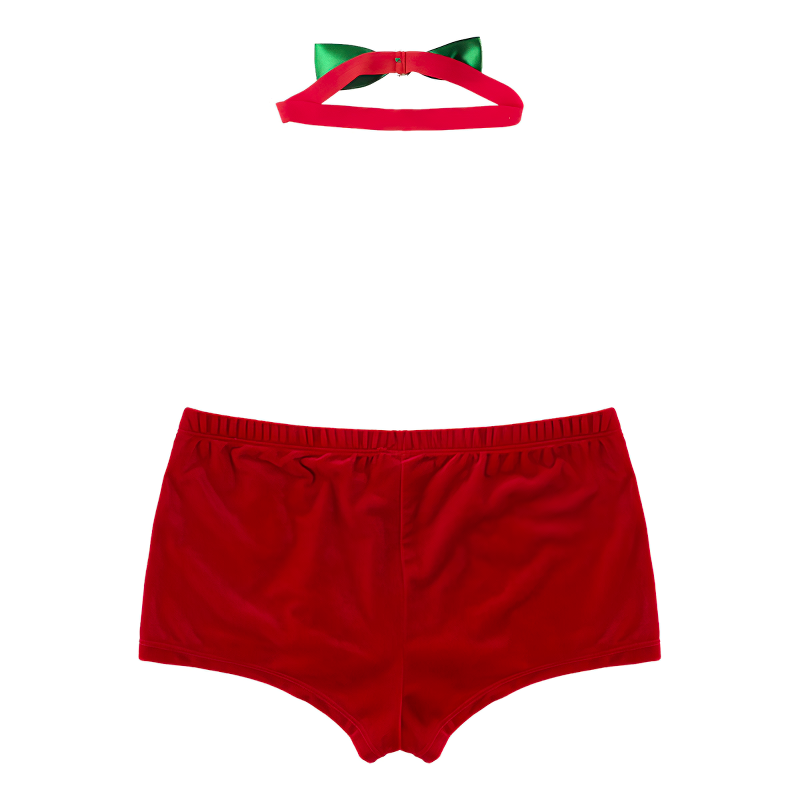 Men's Velvet Christmas Fancy Cosplay Costume / Front Jockstraps Bulge Pouch Boxer Shorts - EVE's SECRETS