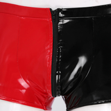 Men's Wet Look Double-Color Boxer Briefs / Male Sexy Underwear with Front Zipper - EVE's SECRETS