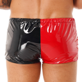 Men's Wet Look Double-Color Boxer Briefs / Male Sexy Underwear with Front Zipper - EVE's SECRETS