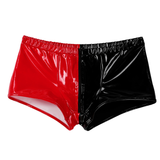 Men's Wet Look Double-Color Boxer Briefs / Male Sexy Underwear with Front Zipper - EVE's SECRETS